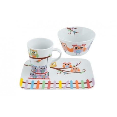 TRENDY zestaw śniadaniowy dla dzieci sowy 3 el. S-03612