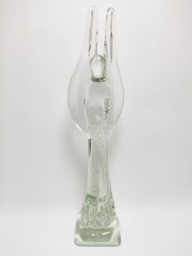 Anioł rzeźba ze szkła artystycznego 45cm błękit przezroczysty