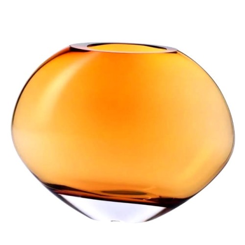 Bursztynowy płaski wazon 21 cm Krosno